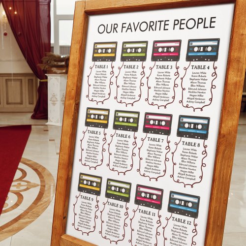 Cassette Tape Retro Musical Wedding Seating Foam Board