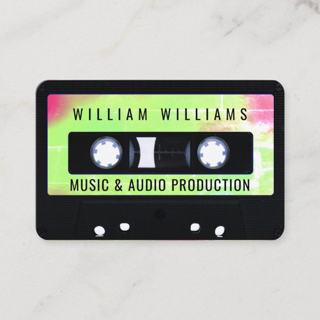 Cassette tape retro style labeled business card (Front)