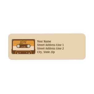 Cassette Tape Retro Style Monogram Return Address Label