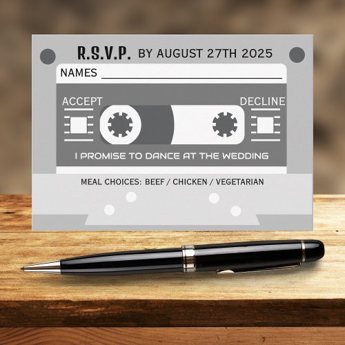 Cassette Tape Song Request Music Themed Wedding RSVP Card