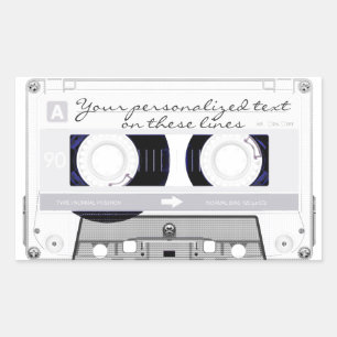 Cassette tape - white - rectangular sticker