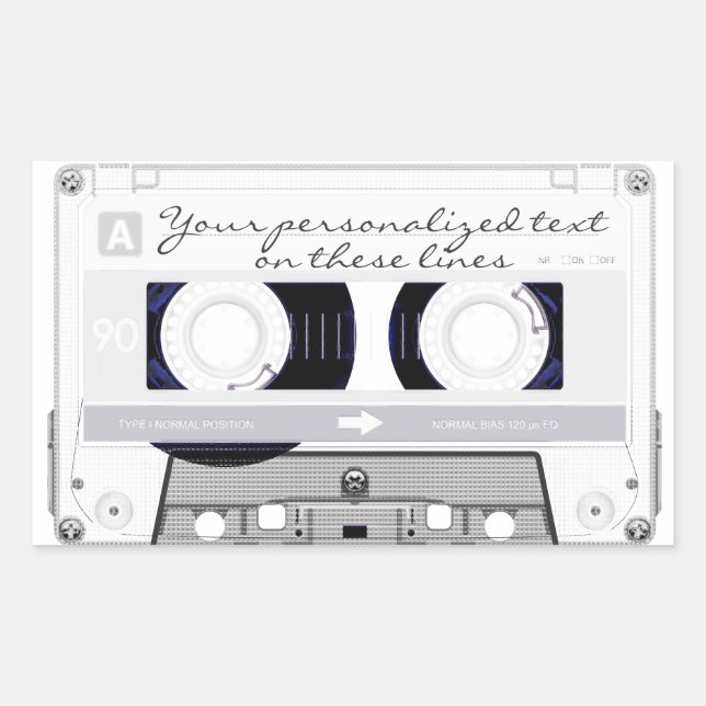 Cassette tape - white - rectangular sticker (Front)