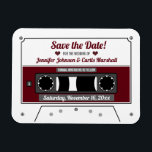Cassette Tape Wine Red Wedding Save the Date Magnet<br><div class="desc">Fun retro cassette tape design for these save the date magnets</div>