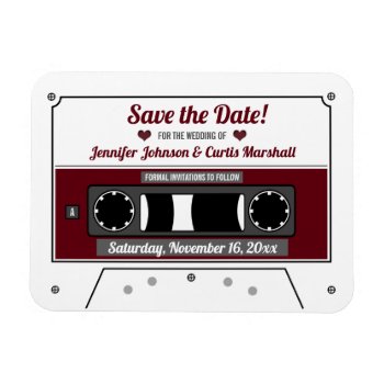 Cassette Tape Wine Red Wedding Save The Date Magnet by reflections06 at Zazzle