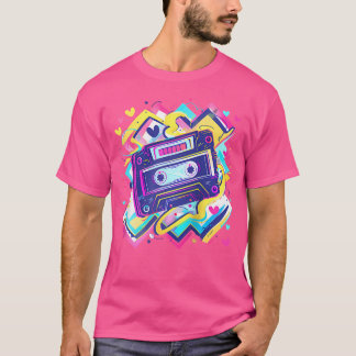 Cassette Tape Zigzags Hearts Design 90S Rb Baseb T-Shirt