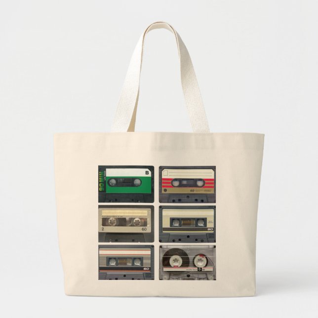 Cassette Tapes Large Tote Bag (Front)