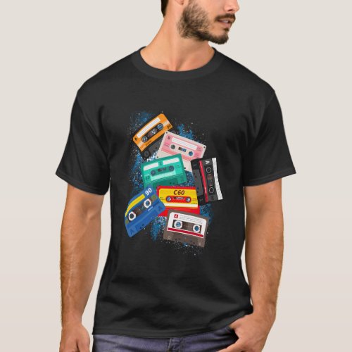 Cassette Tapes Mixtapes 1980S Radio Music Print T_Shirt