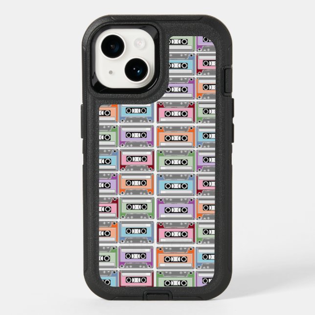 Cassette Tapes Pastel Retro Pattern Otterbox iPhone Case (Back)