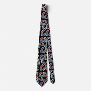 Cassette Tapes Pattern Neck Tie
