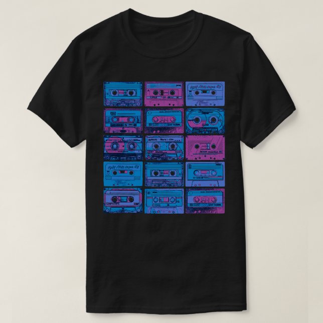 Cassette Tapes Retro 80s 90s Analog Vinyl Music Bl T-Shirt (Design Front)