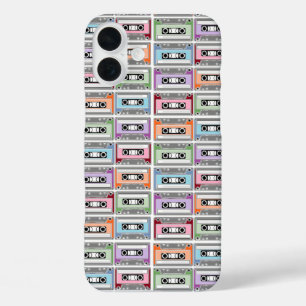 Cassette Tapes Retro Pastel Pattern iPhone 16 Plus Case