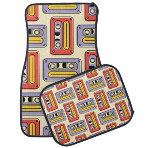 Cassette tapes retro seamless pattern. Vintage des Car Floor Mat