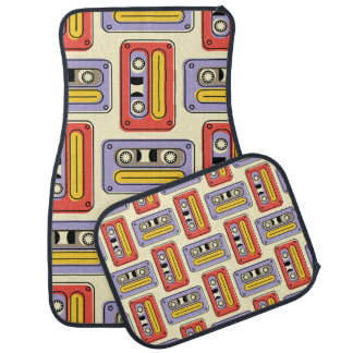 Cassette tapes retro seamless pattern. Vintage des Car Floor Mat