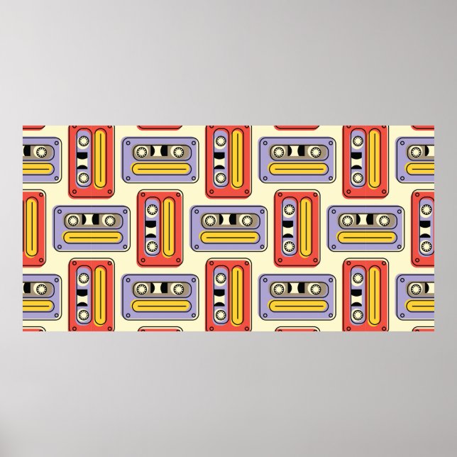 Cassette tapes retro seamless pattern. Vintage des Poster (Front)
