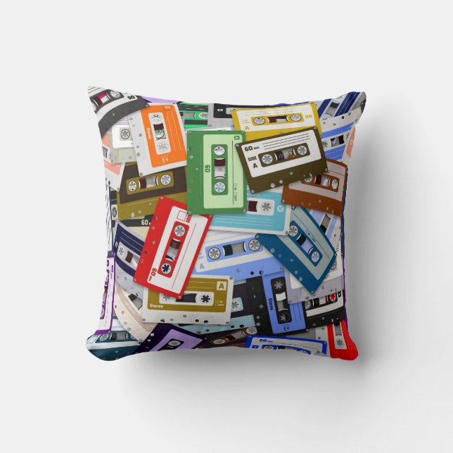 Cassette Tapes Throw Pillow (Front)