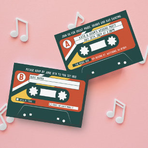 CASSETTE WEDDING INVITATION RSVP CARD