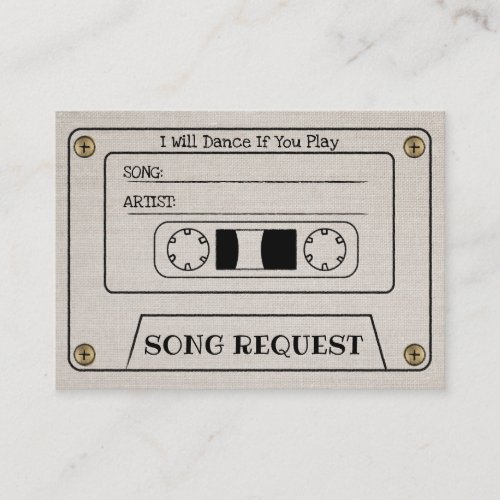 Cassette Wedding Song Request Elegant Linen Insert