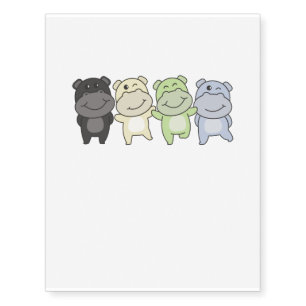 Cassgender Flag Pride Lgbtq Cute Hippo Temporary Tattoos