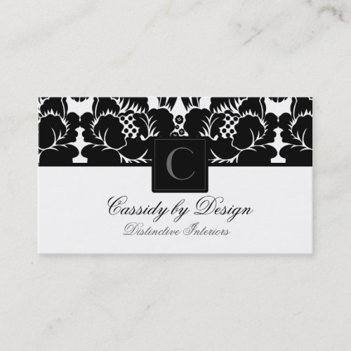 Cassidy Black Floral Damask Business Card