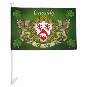 Cassidy Irish Shield & Celtic Cross Personalized Car Flag