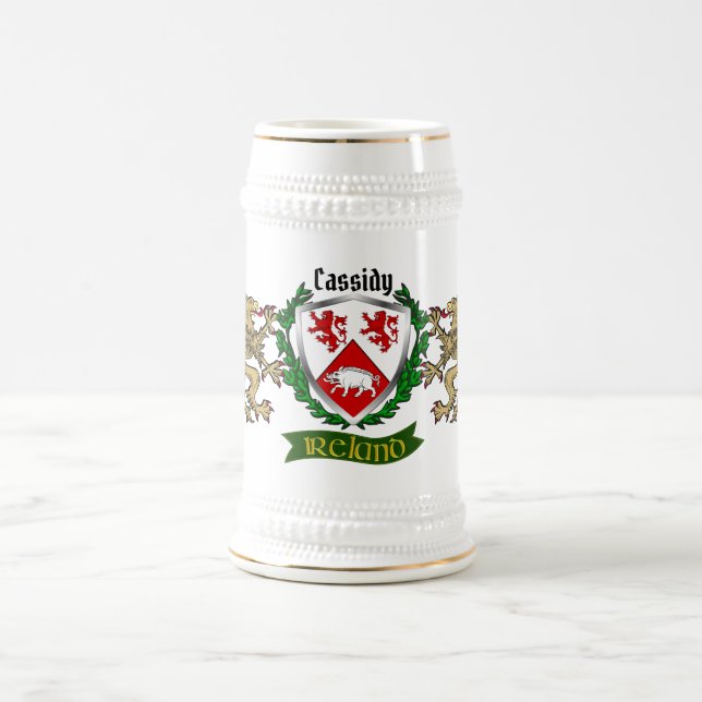Cassidy/O'Cassidy Irish Shield Personalized Beer Stein (Center)
