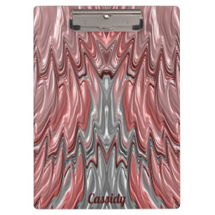 CASSIDY ~ PASTEL 3D! Pink, Silver, White GLOSSY  Clipboard