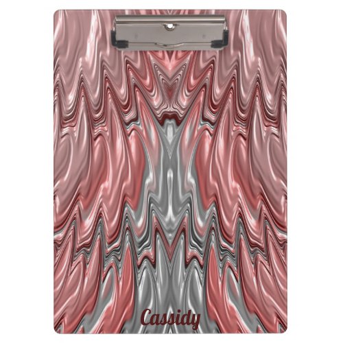 CASSIDY  PASTEL 3D Pink Silver White GLOSSY  Clipboard