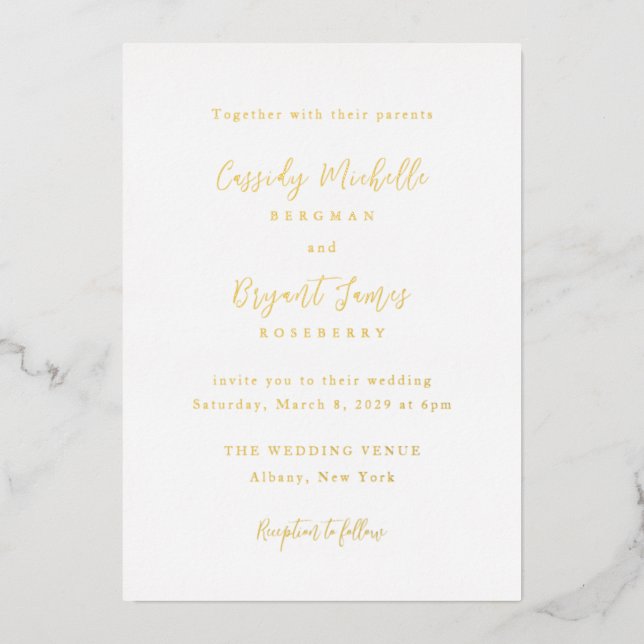 Cassidy Traditional Elegant Wedding Foil Invitation (Front)