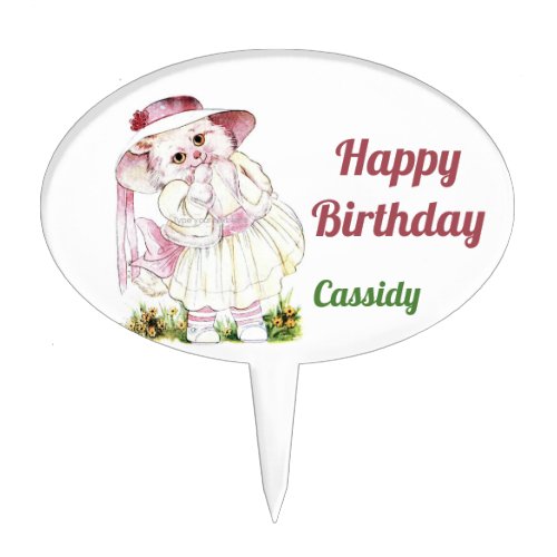 CASSIDY  VINTAGE CAT ART  Sweet Cat Lover  Cake Topper