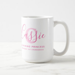 Cassie name meaning and monogram pink text coffee mug