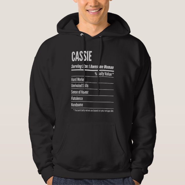 Cassie  Nutritional Facts Serving Size Calories Hoodie (Front)