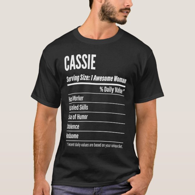 Cassie  Nutritional Facts Serving Size Calories T-Shirt (Front)