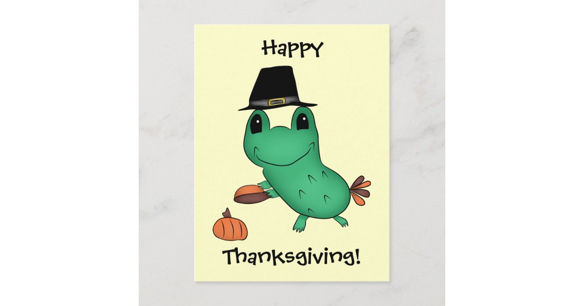 Cassie's Thanksgiving pilgrim frog Holiday Postcard ...