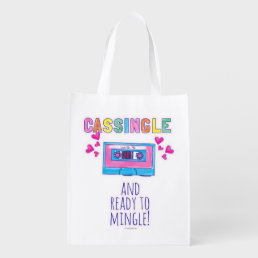 Cassingle and Ready to Mingle Funny Retro Music Reusable Grocery Bag