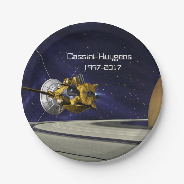 Cassini Huygens Saturn Mission Spacecraft Paper Plates (Front)