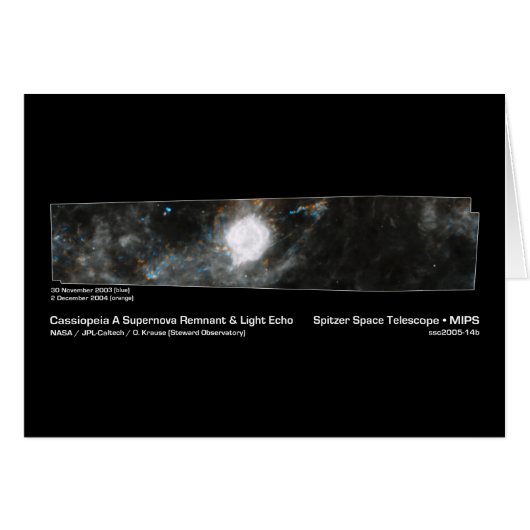 Cassiopeia A Supernova Remnant & Light Echo NASA Cards (Front Horizontal)
