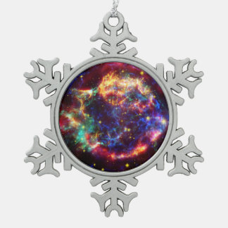 Cassiopeia Galaxy Supernova remnant Snowflake Pewter Christmas Ornament