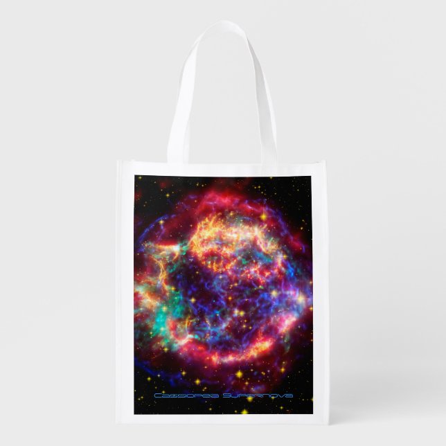Cassiopeia, Milky Ways Youngest Supernova Reusable Grocery Bag (Front)
