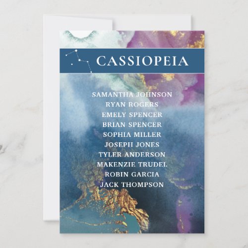 Cassiopeia Table Number Celestial Seating Chart