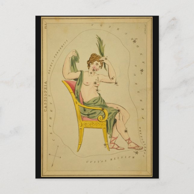 Cassiopeia - Vintage Astronomical Star Chart Image Postcard (Front)