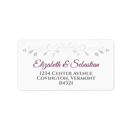 Cassis and Gray Elegant Wedding Address Label
