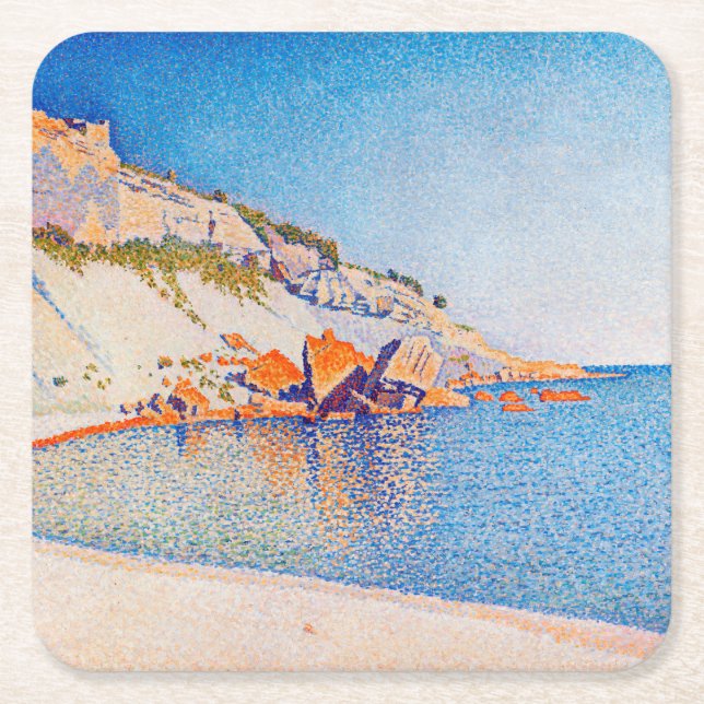 Cassis, Cap Lombard, Opus 196, Signac Square Paper Coaster (Front)