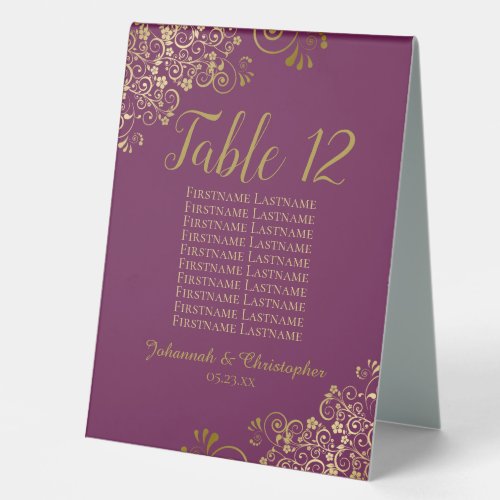 Cassis  Gold Wedding Table Number Seating Chart Table Tent Sign