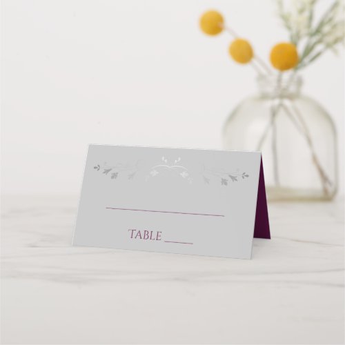 Cassis  Gray Simple Elegant Wedding Place Cards