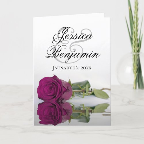 Cassis Magenta Rose Elegant Romantic Photo Wedding Invitation
