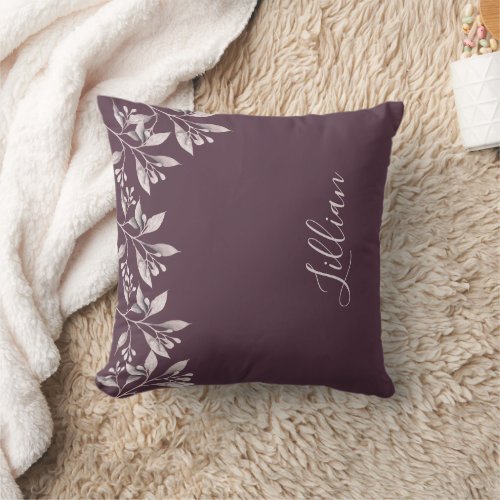 Cassis maroon name script elegant throw pillow