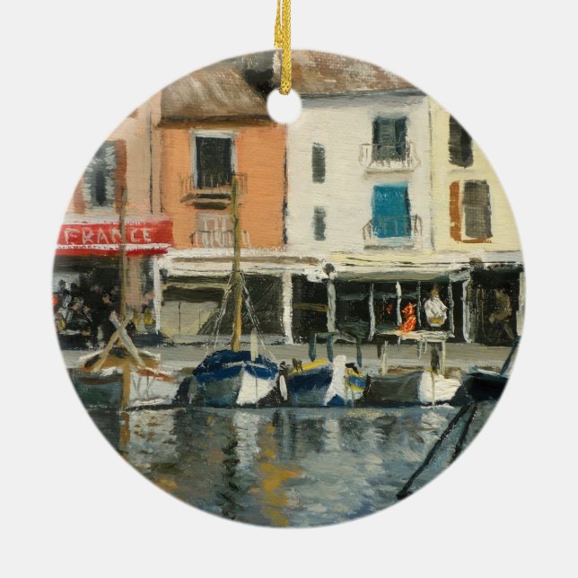 Cassis Provence Boats Ceramic Ornament (Back)