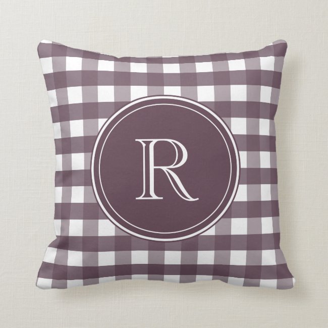 Cassis Purple and White Gingham Throw Pillow
