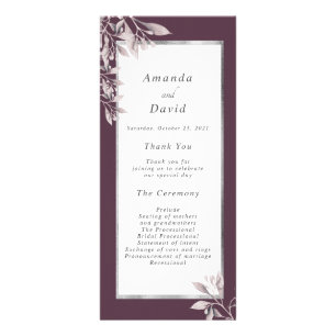 Cassis purple botanical floral wedding program