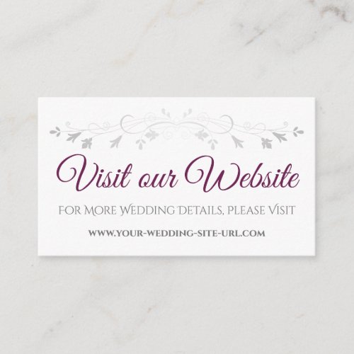 Cassis Purple Elegant Wedding Visit Our Website Enclosure Card